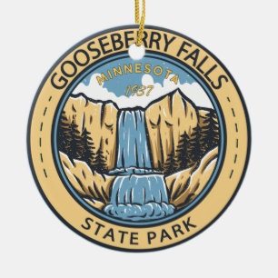 Gooseberry Falls State Park Minnesota Badge Julgransprydnad Keramik