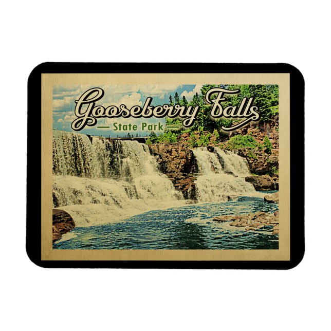 Gooseberry Falls State Park Vintage resor Magnet (Horisontell)