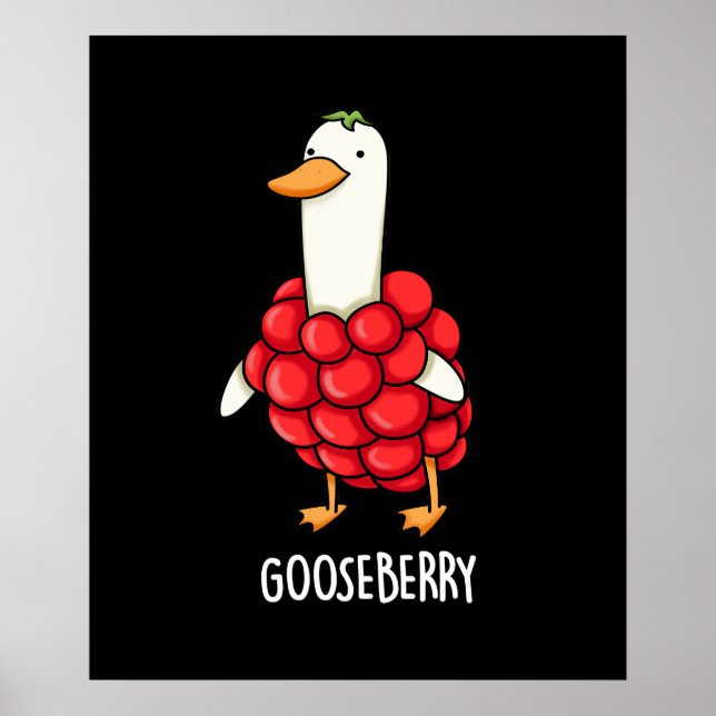 Gooseberry Funny Berry Pun Mörk BG Poster (Framsidan)