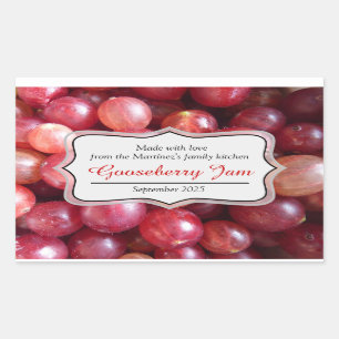 Gooseberry sylt bevarar röd etikett