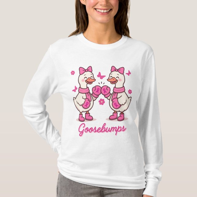 Goosebumes Breast Cancer Awareness Geese T Shirt (Framsida)