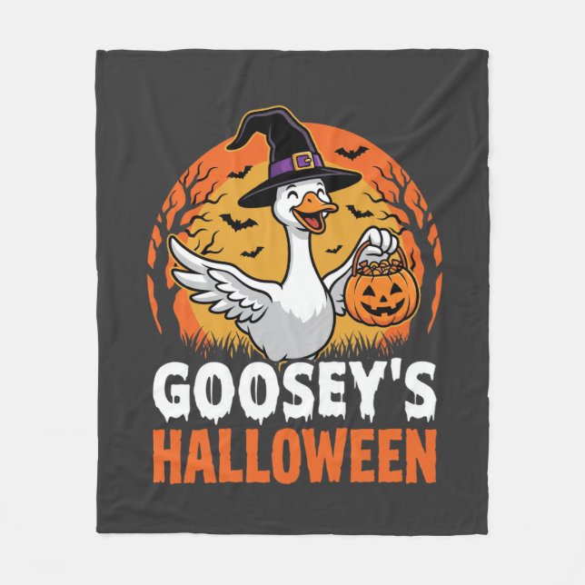 Gooseys Halloween-häxa Goose Retroseries Design Fleecefilt (Framsidan)