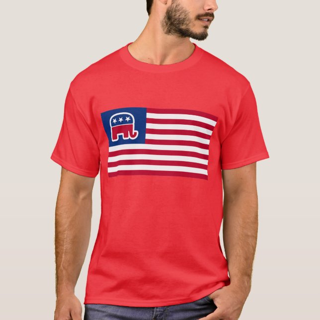 GOP Elephant Logotyp Flagga T Shirt (Framsida)