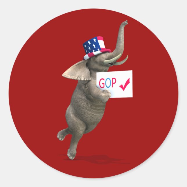 GOP Elephant Runt Klistermärke (Framsida)