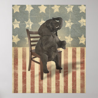 GOP Elephant tar över ordförandeskapet i Politik Poster
