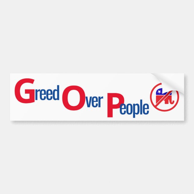 GOP = Greve over People - Bumper Sticker Bildekal (Framsidan)
