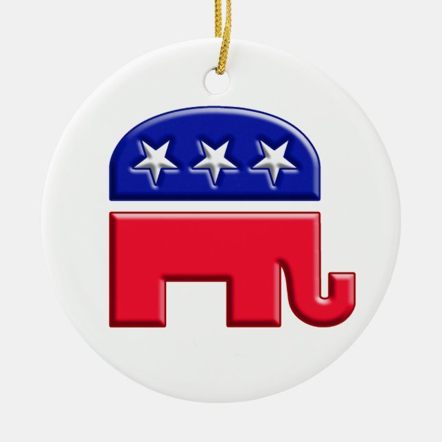 GOP Logotyp Elephant Julgransprydnad Keramik (Framsidan)