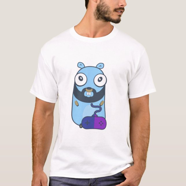 Gopher gamer. Golang T Shirt (Framsida)