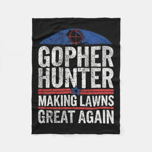 Gopher Hunter Skapar Lawns Underbar I Gopher Hunti Fleecefilt (Framsidan)
