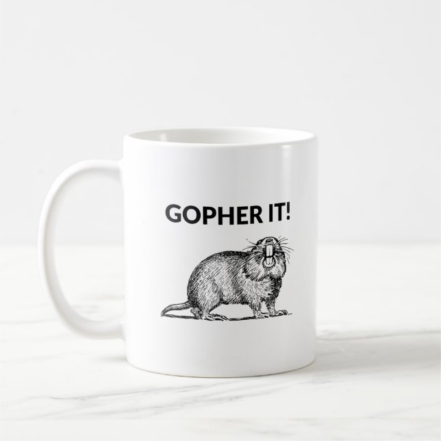 Gopher It Funny Gopher Pun Kaffemugg (Vänster)