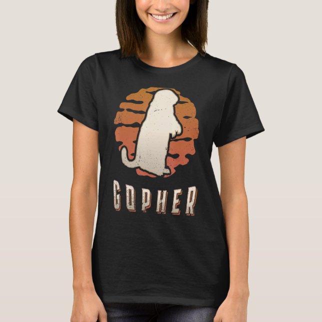 Gopher Vintage Retro Classic Animal Sunset T Shirt (Framsida)