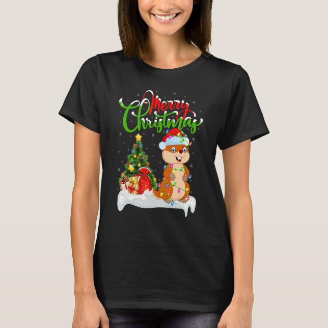 Gopher   Xmas Decorations Santa Gopher Christmas T Shirt (Framsida)
