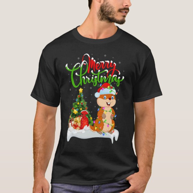 Gopher   Xmas Decorations Santa Gopher Christmas T Shirt (Framsida)