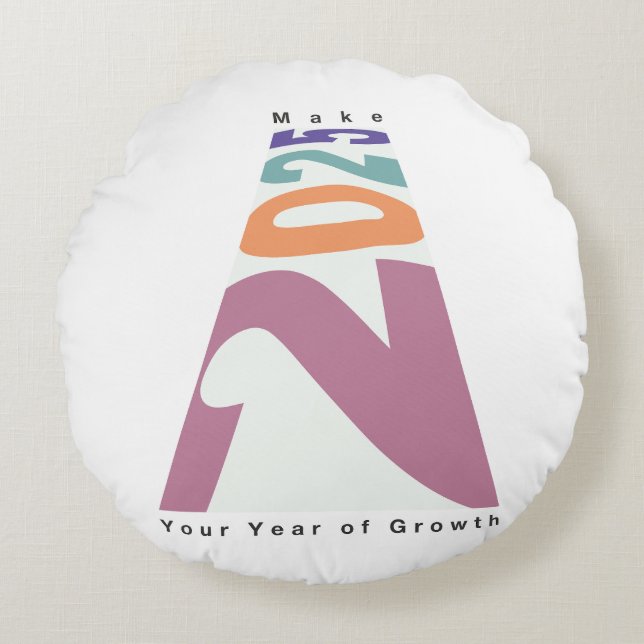 Gör 2025 till ditt tillväxtår rund kudde (Framsidan)