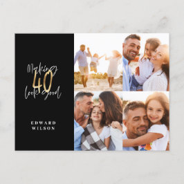 gör 40 snyggt svart och guld multi foto vykort