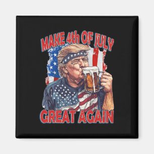 Gör 4 juli bra igen Trump Amerikansk flagga Magnet