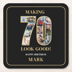 Gör 70 snyggt fotocollage 70-årsdag underlägg papper kvadrat