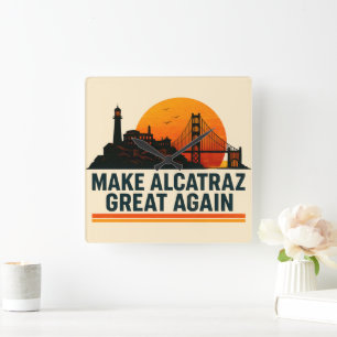 Gör Alcatraz Underbart igen lustigt Fyrkantig Klocka