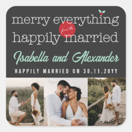 Gör allt från det lyckligt gifta 3 fotot fyrkantigt klistermärke