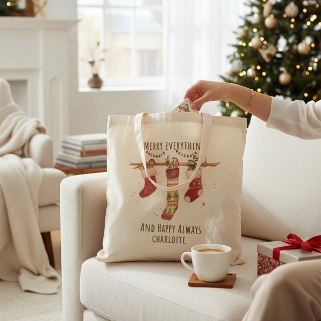 Gör allt i Lycklig alltid till julklappar Tygkasse (Skapare uppladdad)