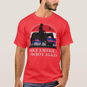 GÖR AMERICA COWBOY IGEN, HORSE OCH HUND DESIGN, F T SHIRT
