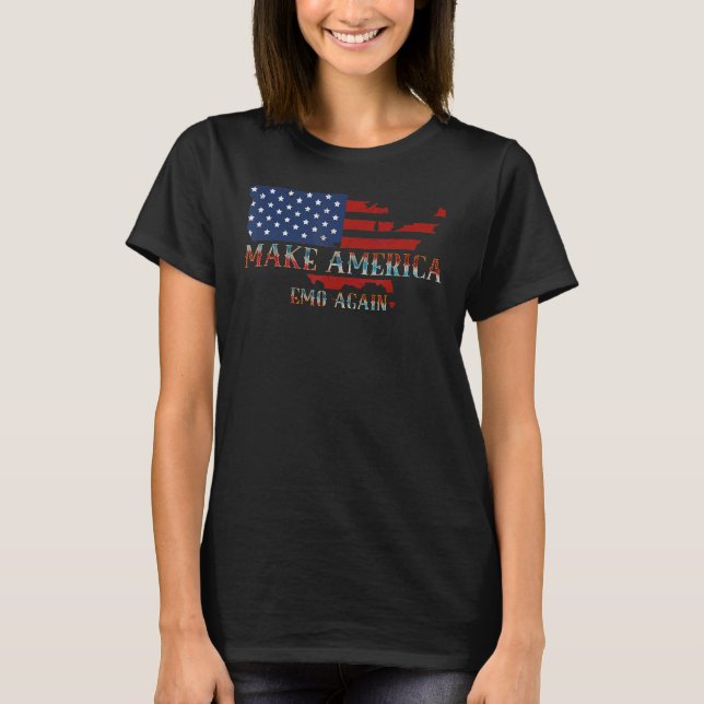 GÖR AMERICA EMO AGAIN Goth US Idea T Shirt (Framsida)