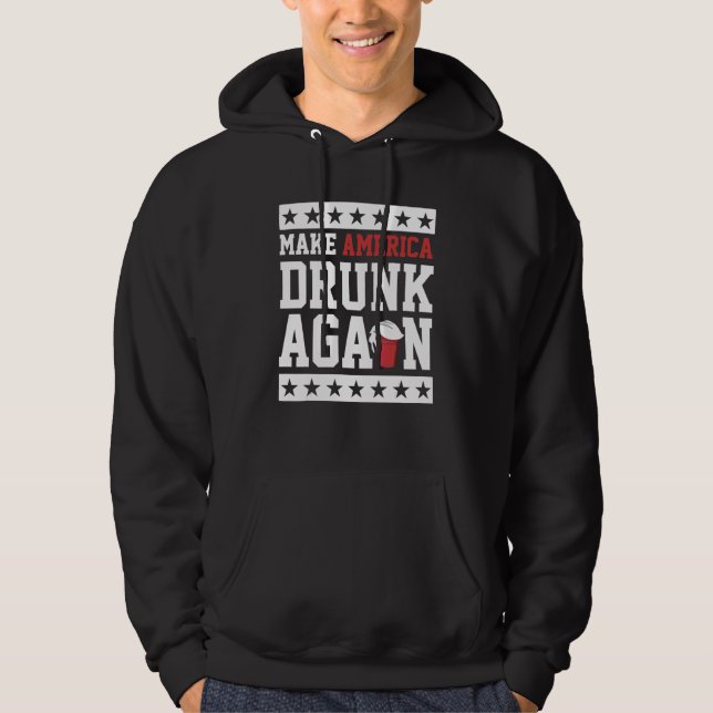Gör Amerika Berusad Igen 2024  Dricka Hoodie (Framsida)