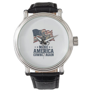 Gör Amerika Cowboy Igen Patriotisk Västra Tröja_ Armbandsur