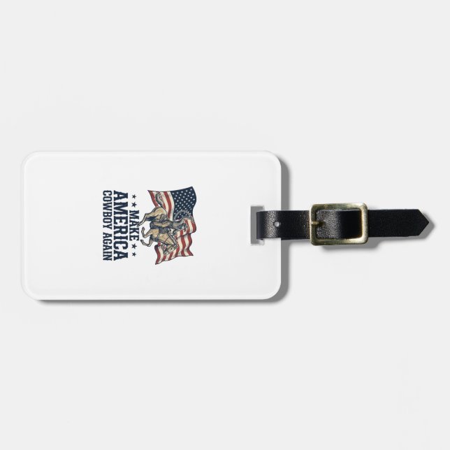 Gör Amerika Cowboy Igen Patriotisk Västra Tröja_ Bagagebricka (Horisontell Framsida)