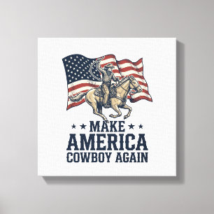 Gör Amerika Cowboy Igen Patriotisk Västra Tröja_ Canvastryck