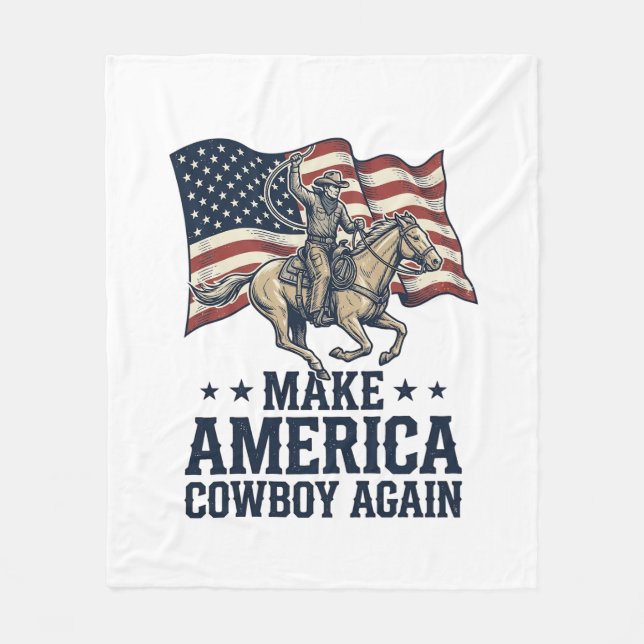 Gör Amerika Cowboy Igen Patriotisk Västra Tröja_ Fleecefilt (Framsidan)