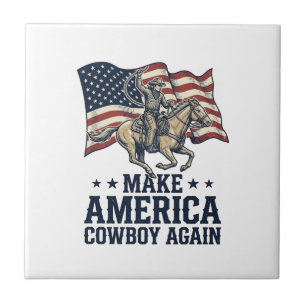 Gör Amerika Cowboy Igen Patriotisk Västra Tröja_ Kakelplatta
