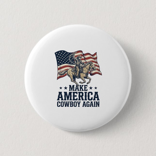 Gör Amerika Cowboy Igen Patriotisk Västra Tröja_ Knapp (Framsida)