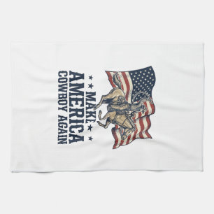 Gör Amerika Cowboy Igen Patriotisk Västra Tröja_ Kökshandduk