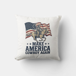 Gör Amerika Cowboy Igen Patriotisk Västra Tröja_ Kudde
