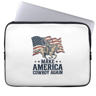 Gör Amerika Cowboy Igen Patriotisk Västra Tröja_ Laptop Fodral