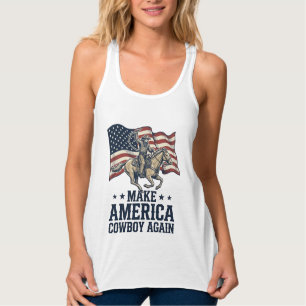 Gör Amerika Cowboy Igen Patriotisk Västra Tröja_ Linne Med Racerback