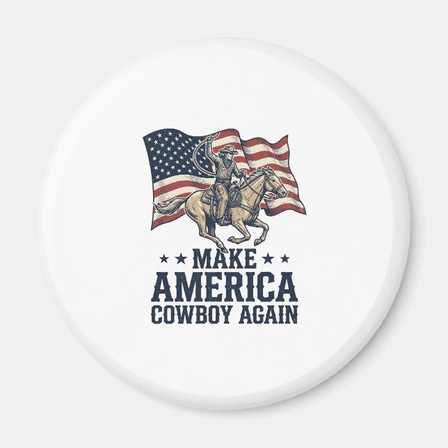 Gör Amerika Cowboy Igen Patriotisk Västra Tröja_ Magnet (Framsidan)