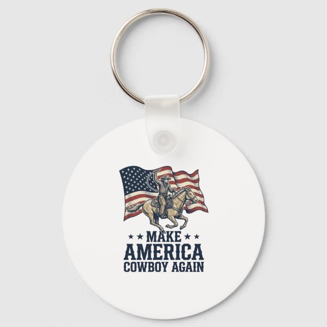 Gör Amerika Cowboy Igen Patriotisk Västra Tröja_ Nyckelring (Framsida)