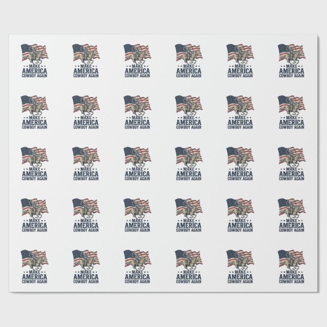 Gör Amerika Cowboy Igen Patriotisk Västra Tröja_ Presentpapper (Platt)