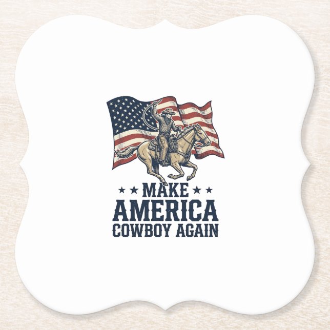 Gör Amerika Cowboy Igen Patriotisk Västra Tröja_ Underlägg Papper (Framsida)