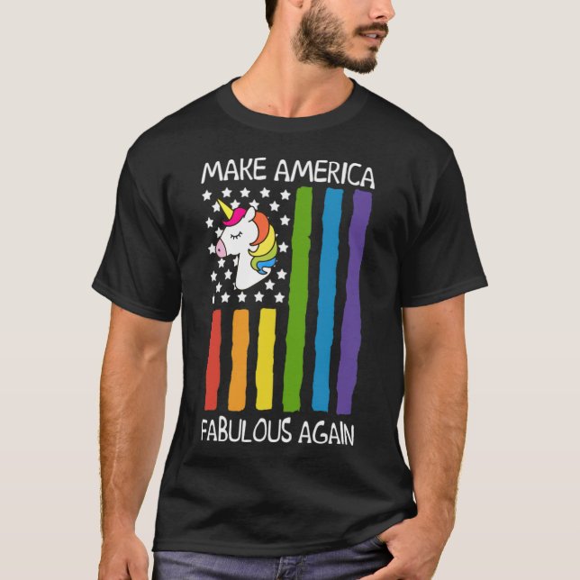 Gör Amerika Fabulous igen till T-shirt LGBT-standa (Framsida)