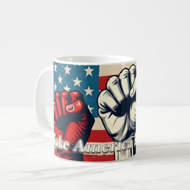 Gör Amerika frigjort igen-teckningar Kaffemugg (Framsida vänster)