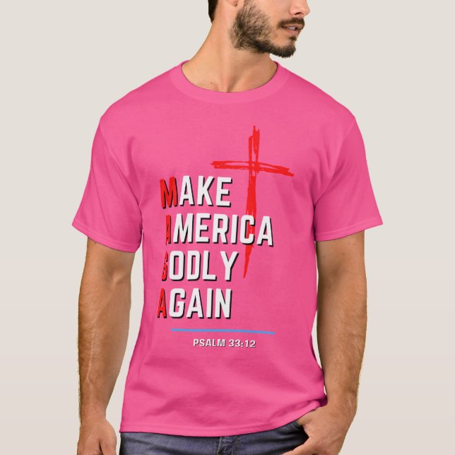 Gör Amerika Godly igen (Maga) Wcross T Shirt (Framsida)