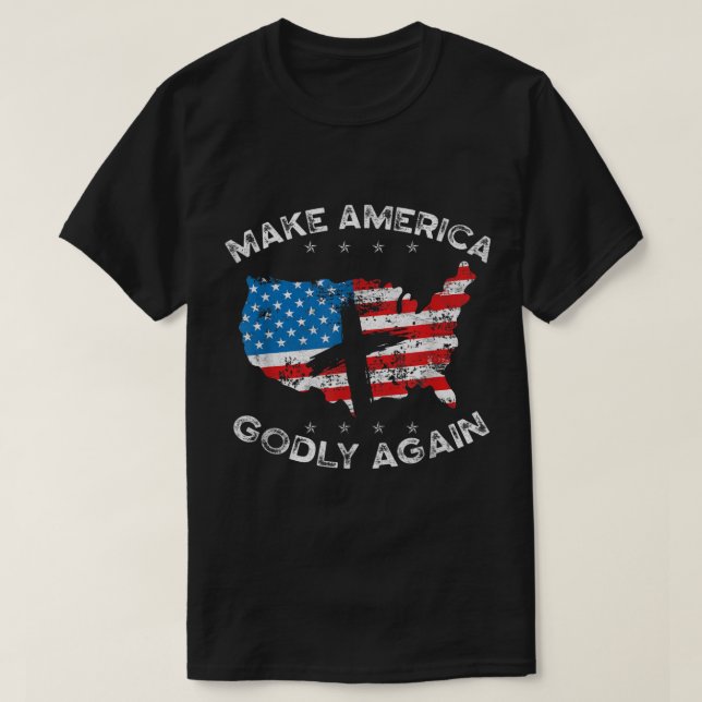 Gör Amerika Godly igen till amerikansk kristen T Shirt (Design framsida)