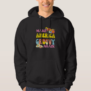 Gör Amerika Groovy Igen 70s Retro Fredsblomma H Hoodie