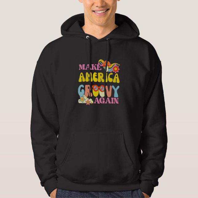 Gör Amerika Groovy Igen 70s Retro Fredsblomma H Hoodie (Framsida)
