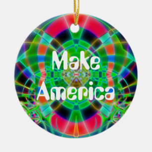 "Gör Amerika Groovy igen" Julgransprydnad Keramik