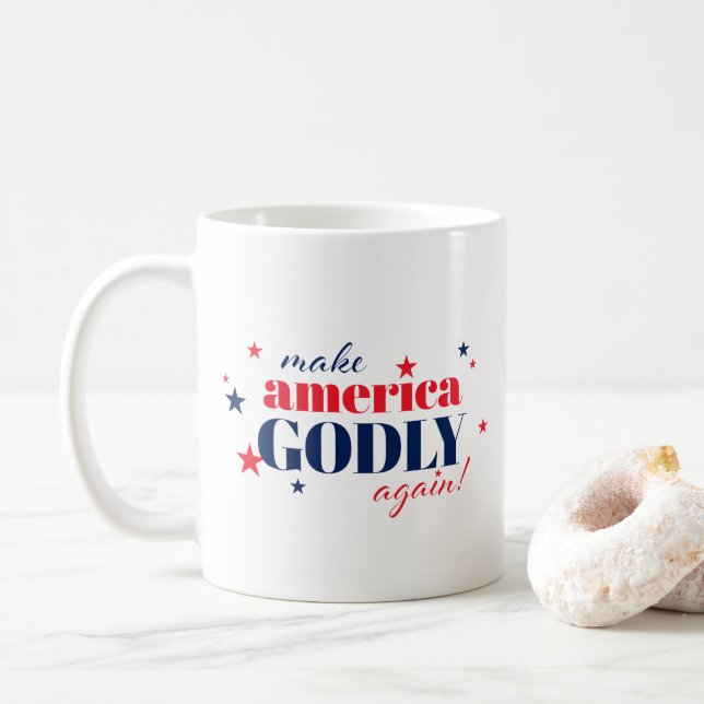 Gör Amerika Gudfruktigt Igen Patriotisk Kaffemugg (Med munk)
