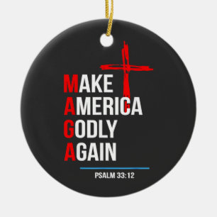 Gör Amerika Gudfruktigt Igen Trump Invigning Maga Julgransprydnad Keramik